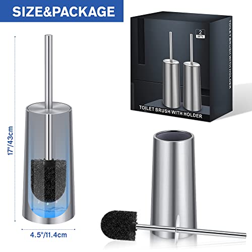 Toilet Brush and Holder, 2 Pack Stainless Steel, Bowl for Bathroom