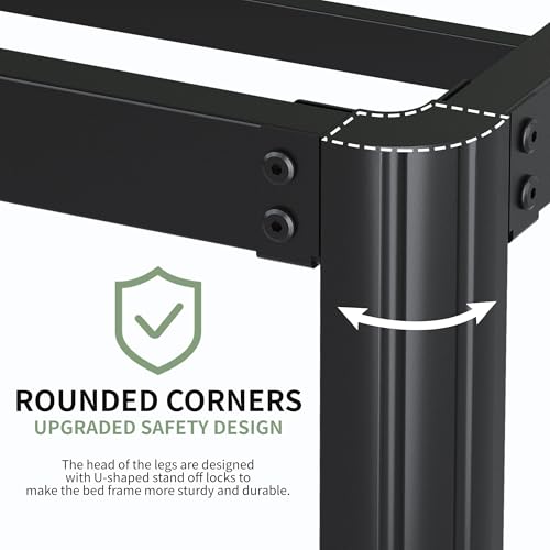 Full Size Metal Bed Frame 22 Inch High Platform Bed with Rounded Legs, Noise-Free, Easy Assembly, Black