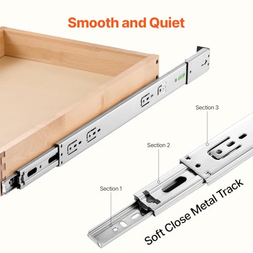 1 Tier Pull Out Cabinet Organizer - 14 x 21 Inches Wooden Shelf with Soft Close Slides