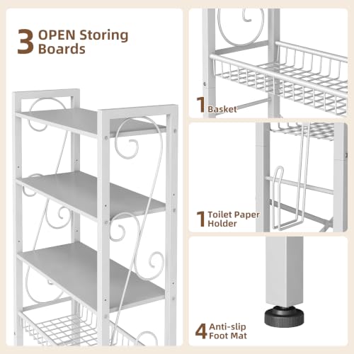 Axdtvoz White Over Toilet Storage Rack 4-Tier Bathroom Organizer Shelf