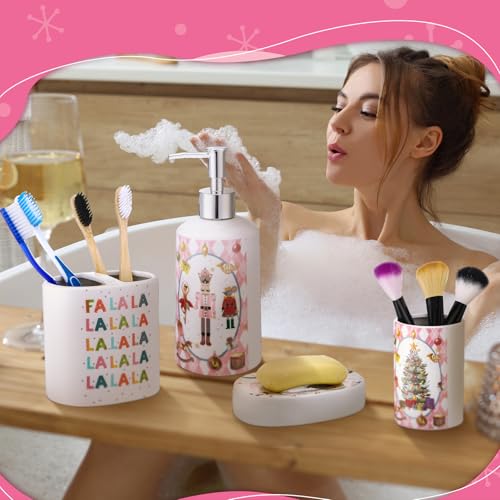 Teenyyou Fresh Color Nutcracker Bathroom Set - 4-Piece Ceramic Xmas Decor