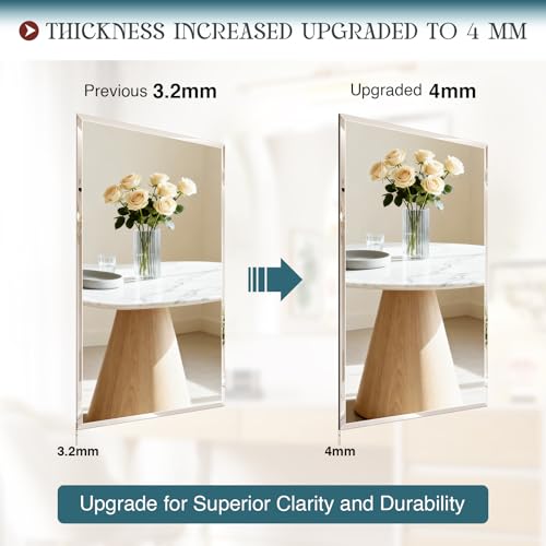 36x30 Inch Frameless Beveled Bathroom Mirror - Wall Mount, Tempered Glass