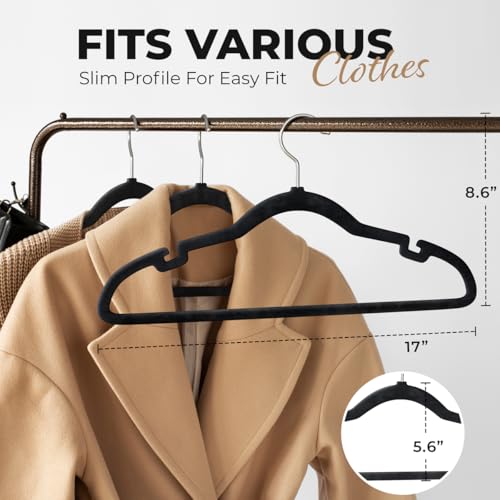 Black Velvet Hangers 200 Pack Slim Space Saving Clothes Suit & Dress Organizers
