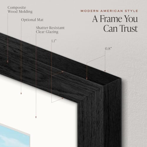 Americanflat 28x40 Black Poster Frame with Mat - Engineered Wood, Horizontal & Vertical Display