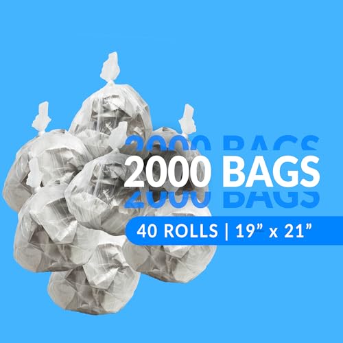 Reli. 2-4 Gallon Trash Bags Bulk 2000 Count - Clear Bathroom & Home Use