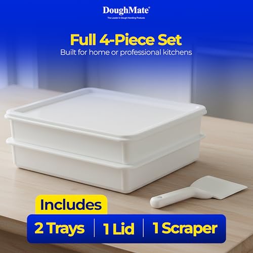 DoughMate Pizza Dough Proofing Box Kit with 2 Trays, Cover & Scraper