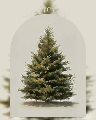 ARPEOTCY Vintage Christmas Wall Art with Green Pine Tree Frame 16x12in