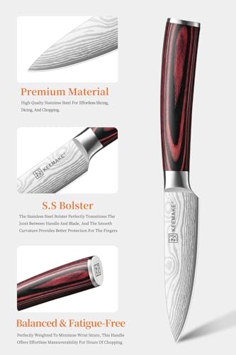 KEEMAKE 3.5 Inch Paring Knife - Ultra Sharp Small Fruit & Vegetable Knife