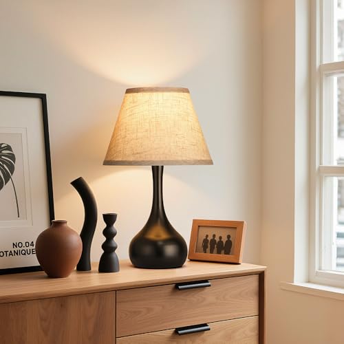 PARTPHONER Black 2-Pack Touch Dimmable Bedside Table Lamps with Linen Shade