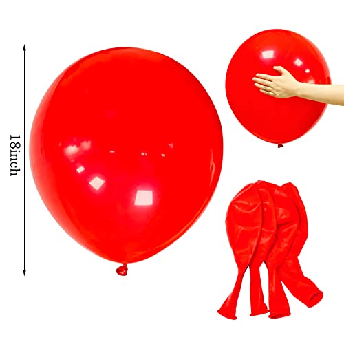 Red Balloons 18 Inch 12 Pack Large Latex Party Balloons Round Helium Balloon for Christmas Wedding Birthday Valentine's Day Engagement Anniversary Festival Party Decorations (Red Balloons 18 inch)