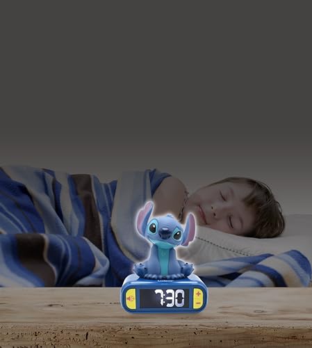 Stitch Nightlight Alarm Clock - Sleep-Friendly LCD, 6 Ringtones, Snooze