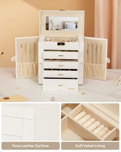 Homde Large Jewelry Box for Women: 5-Layer Organizer with Lock Dresser