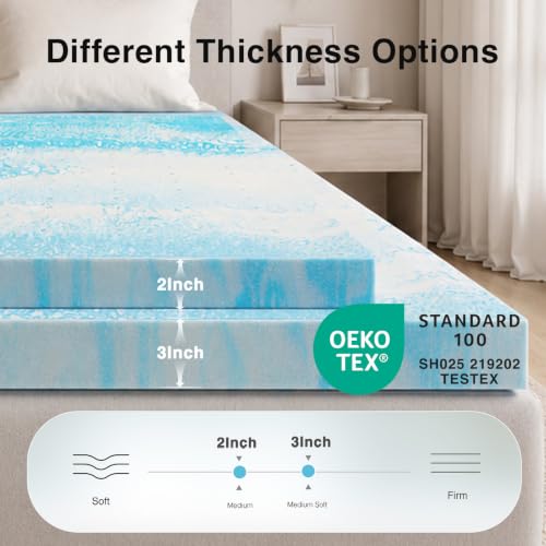 Novilla Full Mattress Topper - 2 Inch Cooling Gel Memory Foam, Pressure Relief