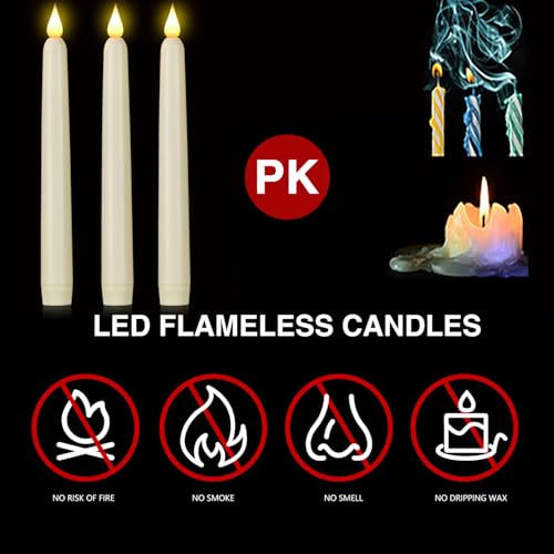 Flameless Taper Candles with Remote Control,9pack Dripless Plastic