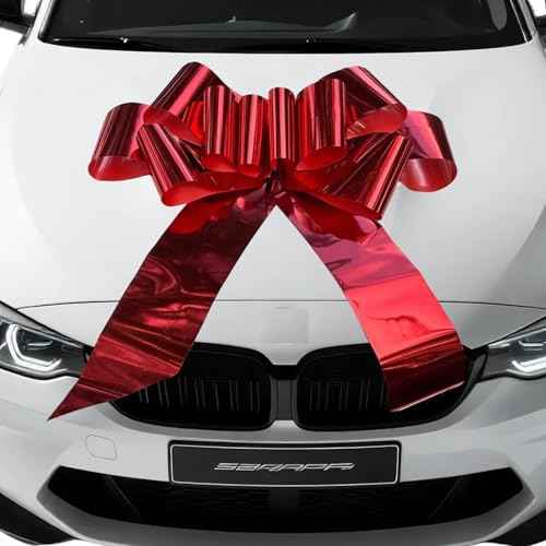 Big Red Car Bow(30 inch, 1 Pack) - Large Christmas Bow, Giant Bow for Car, Wreath, Present, Christmas Decoration, Wedding, Anniversary, Party, Birthday, Housewarming.
