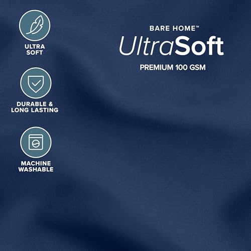 Bare Home Oversized Queen Comforter Set - 1800 Ultra Soft Dark Blue