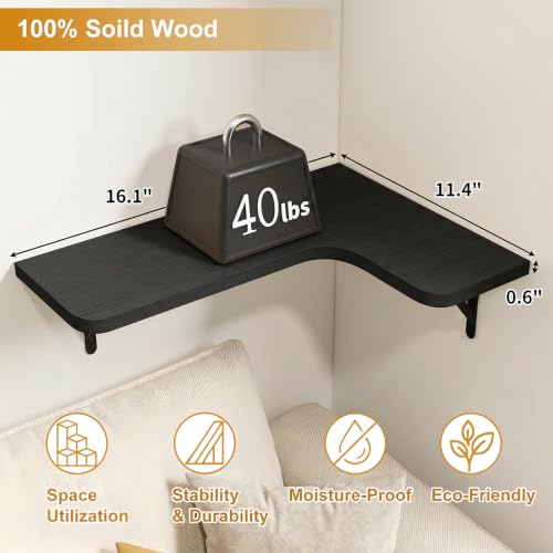 Fixwal Conner Wall Shelves Set of 5 - Rustic Black Corner Storage