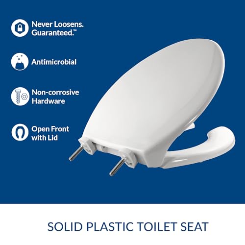 Elongated Heavy Duty Commercial Toilet Seat with Cover - White