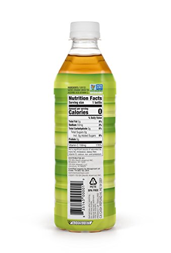 Organic Unsweetened Green Tea - Zero Calories, 16.9oz Pack of 12