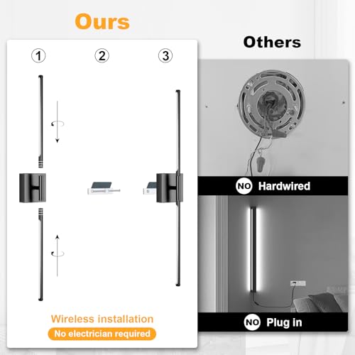 Battery Operated Wall Sconce Set of Two with Remote Control,