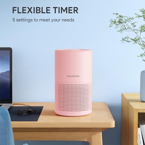 Pink HEPA Air Purifier for Bedroom - 1 Pack, FULMINARE H13 Filter