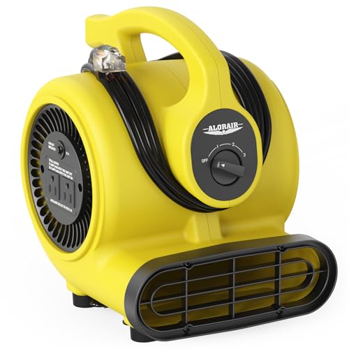 600 CFM Air Mover Blower Fan - Yellow, 3-Speed Portable Floor Fan
