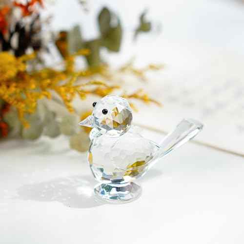 H&D HYALINE & DORA Crystal Bird of Happiness Collectible Figurines Glass Animal Figurine for Table Home Decoration