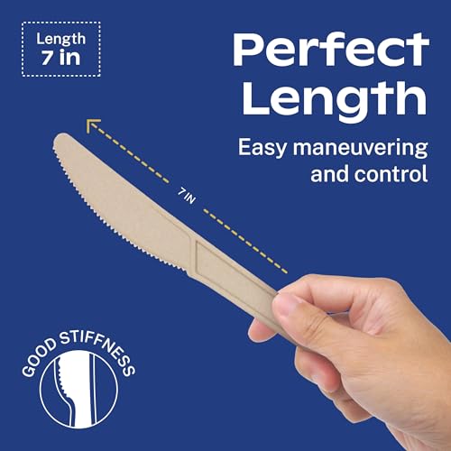 CORAL Heavy Duty Biodegradable Compostable Silverware Set 340 Pieces with Brown Forks Spoons Knives