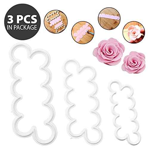 3Pcs Fondant Cutters for Edible Flowers Cake Decorations ? Easy-to-Use, Different Sizes Fondant Flower Cutter for Gumpaste Flowers ? Elegant Edible Rose Petals in Wedding Cakes and Desserts