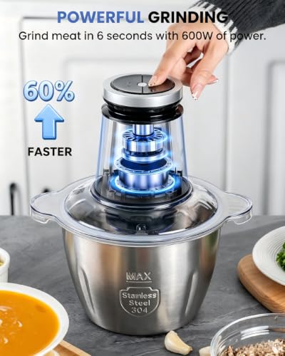 LINKChef 10-Cup Electric Food Processor & Meat Chopper - Bright Silver