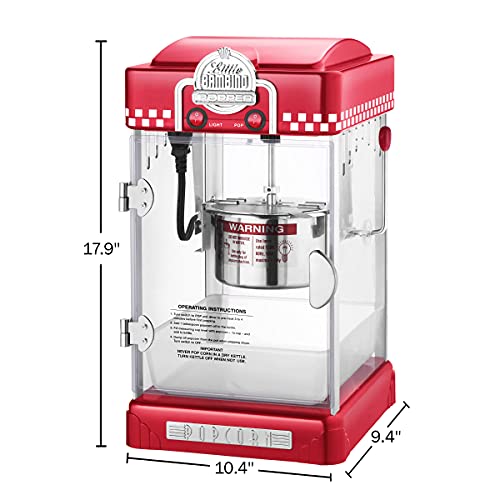 Great Northern Popcorn Little Bambino 2.5oz Red Popcorn Machine - Nostalgic Countertop Design