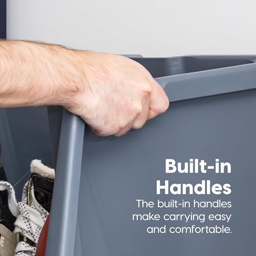 Jumbo Heavy Duty Stackable Open Front Storage Bins - Dark Gray 3 Pack