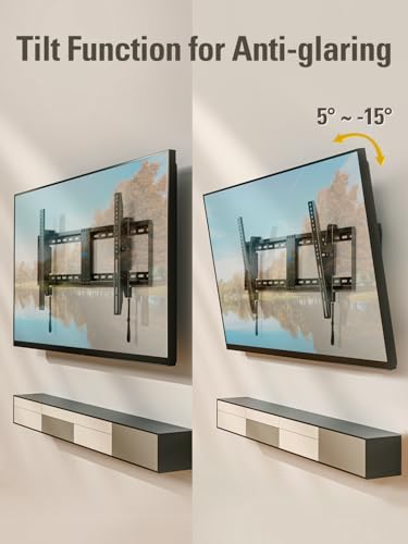 Tilting TV Wall Mount for 42-86 Inch TVs - Black, Space-Saving, Easy Install