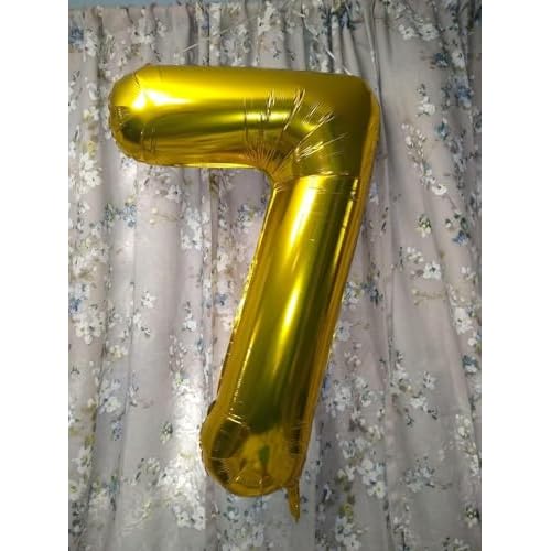 7 Balloon Gold Number, 17th Birthday Decorations For boys And Girls, 40 Inch Big Balloons for 7, 17, 27, 70 Birthday, Wedding Anniversary, Christmas, New Year, Halloween Party Decoration
