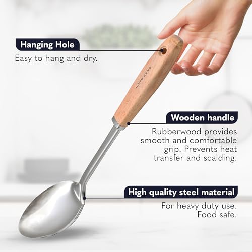 10-Piece Stainless Steel Kitchen Utensil Set with Wooden Handles - Home Hero