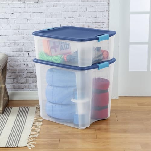 12 Gallon Plastic Storage Bins with Lids - 6-Pack, Secure Latch & Carry Handles