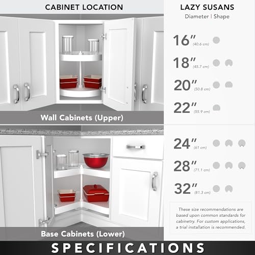 20-Inch White Full-Circle Corner Lazy Susan for Wall Cabinets - Dual Tier