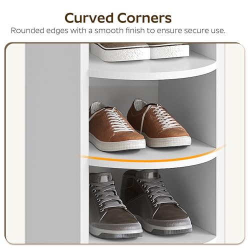 YATINEY 9-Tier Wooden Shoe Rack - White, Narrow Tall Shoe Organizer, 10.2"L x 13.4"W x 65.7"H