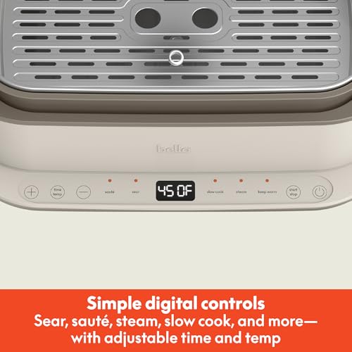 BELLA 6-Quart Multi-Functional Programmable Multi-Cooker with Sear, Sauté, Steam & Slow Cook