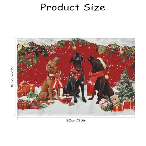 Kwlegh Christmas Dog Area Rug 24x35 Inch Washable Holiday Rug with Non-Slip Backing