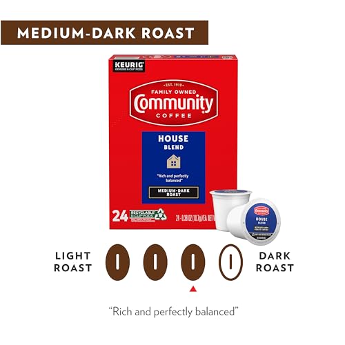 Community Coffee House Blend Coffee Pods - Medium Dark Roast, 72 Count Compatible with Keurig