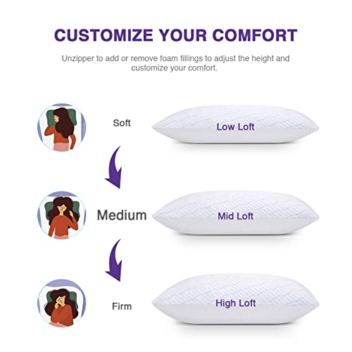 WISHSMILE Cooling Shredded Memory Foam Pillows King Size 2 Pack