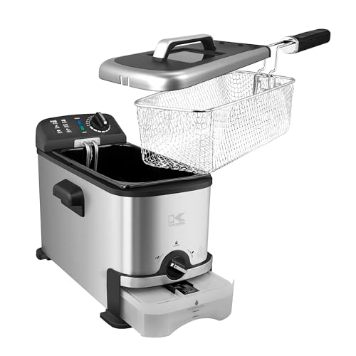 Kalorik 3 Quart Deep Fryer with Oil Filtration Adjustable Temp Dishwasher-Safe Basket