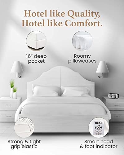 Good Sleep Bedding Full Size Egyptian Cotton Sheets Set - White, 4 Piece, Model 01