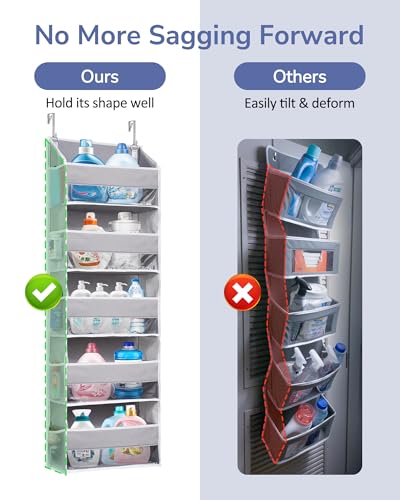 Grey Over Door Organizer with 5 Large & Mesh Pockets - 44 lbs Capacity, Kids Toys & Shoe Storage, 5 Layer Variation of THIS listing