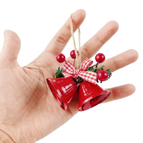 TIHOOD 6PCS 3inch Red Christmas Bells, Tree Hanging Ornament Metal Jingle Bells for Christmas Holiday Decoration