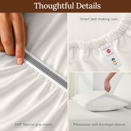 King Organic Cotton Bed Sheets - Soft Cream, 4-Piece Sateen Set