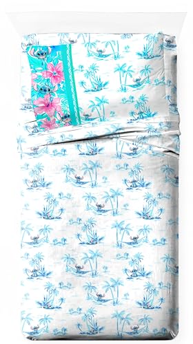 Jay Franco Lilo & Stitch Twin Sheet Set - White Stitch, 3-Piece Twin