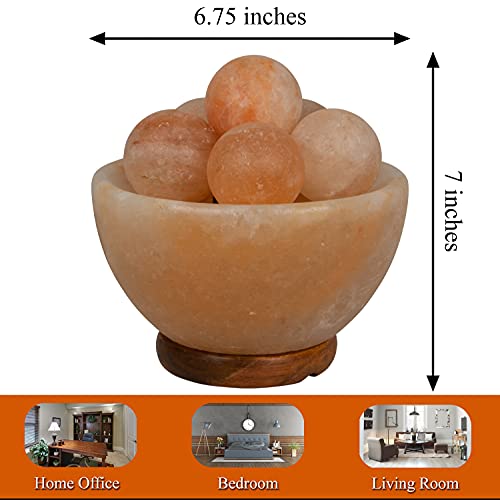 Himalayan Salt Lamp with 6 Massage Balls - Handmade Salt Crystal Decor