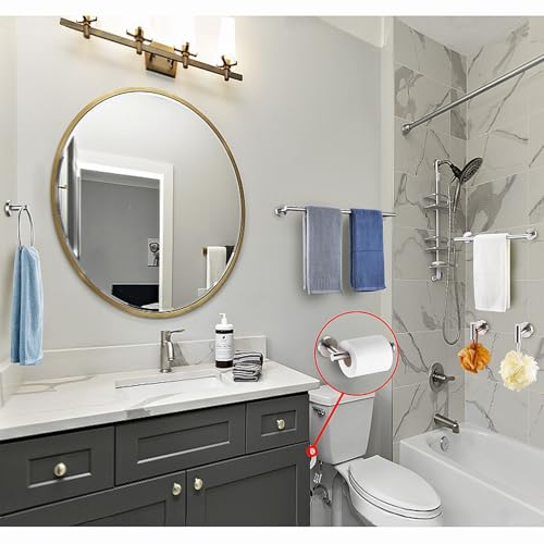 24-Inch Brushed Nickel Bathroom Hardware Set - Towel Bar, Ring & Hooks, Heavy Duty SUS304 Stainless Steel